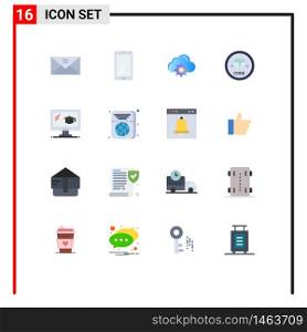Set of 16 Modern UI Icons Symbols Signs for development, coding, huawei, code, gear Editable Pack of Creative Vector Design Elements