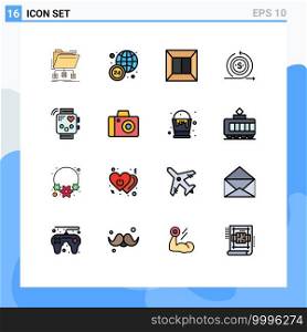 Set of 16 Modern UI Icons Symbols Signs for device, return, printer, on, investment Editable Creative Vector Design Elements