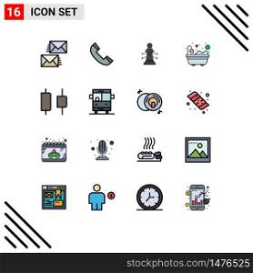 Set of 16 Modern UI Icons Symbols Signs for distribute, shower, telephone, bathtub, game Editable Creative Vector Design Elements