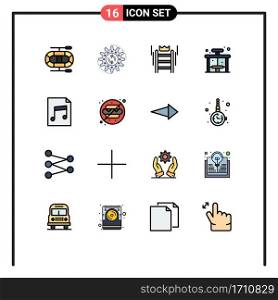 Set of 16 Modern UI Icons Symbols Signs for document, stop, success, bus, city Editable Creative Vector Design Elements