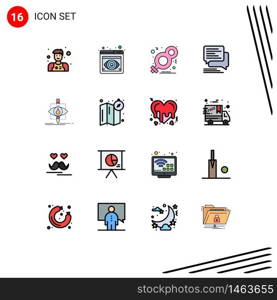 Set of 16 Modern UI Icons Symbols Signs for ecology, sms, eight, messages, chat Editable Creative Vector Design Elements