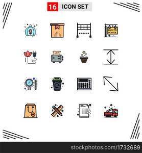Set of 16 Modern UI Icons Symbols Signs for energy, school, present, hanging sign, back to school Editable Creative Vector Design Elements