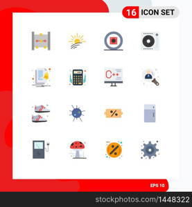 Set of 16 Modern UI Icons Symbols Signs for file, vinyl, music, turntable, dj Editable Pack of Creative Vector Design Elements