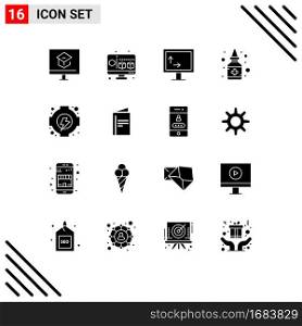 Set of 16 Modern UI Icons Symbols Signs for generation, energy, height, medicine, liquid Editable Vector Design Elements