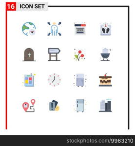 Set of 16 Modern UI Icons Symbols Signs for grave, scale, article, weight, diet Editable Pack of Creative Vector Design Elements
