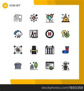 Set of 16 Modern UI Icons Symbols Signs for holiday, cone, setting, party, decoration Editable Creative Vector Design Elements