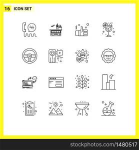 Set of 16 Modern UI Icons Symbols Signs for holiday, solution, transit, like, finger Editable Vector Design Elements