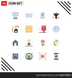 Set of 16 Modern UI Icons Symbols Signs for honey, return on investment, globe, percent gain, filter Editable Pack of Creative Vector Design Elements