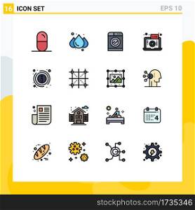 Set of 16 Modern UI Icons Symbols Signs for information, details, technology, laptop, video Editable Creative Vector Design Elements