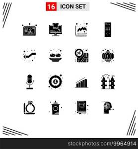 Set of 16 Modern UI Icons Symbols Signs for intersect, tv, sale, remote, statistics Editable Vector Design Elements