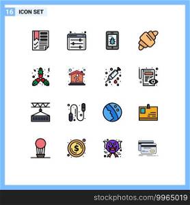 Set of 16 Modern UI Icons Symbols Signs for kiss, meal, web setting, food, croissant Editable Creative Vector Design Elements