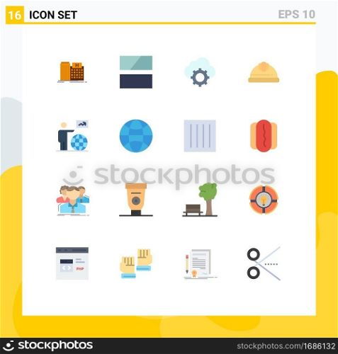 Set of 16 Modern UI Icons Symbols Signs for labour helmet, helmet, layout, cap, cloud Editable Pack of Creative Vector Design Elements