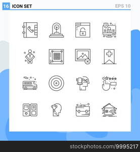 Set of 16 Modern UI Icons Symbols Signs for man, church, internet, christian, internet Editable Vector Design Elements