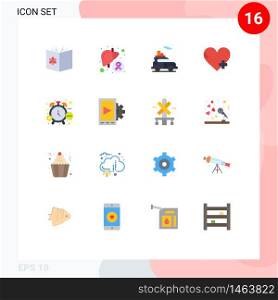 Set of 16 Modern UI Icons Symbols Signs for management, favorite, liver, add, transport Editable Pack of Creative Vector Design Elements