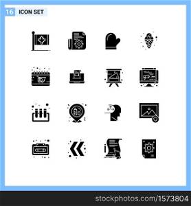 Set of 16 Modern UI Icons Symbols Signs for mardi gras, cream, tools, carnival, kitchen Editable Vector Design Elements