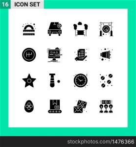 Set of 16 Modern UI Icons Symbols Signs for metal, chinese, vehicles, bell, trees Editable Vector Design Elements
