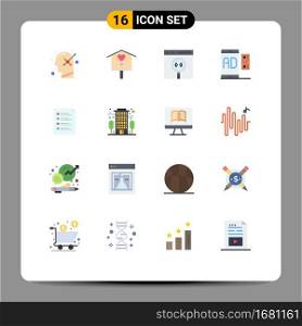 Set of 16 Modern UI Icons Symbols Signs for mobile, marketing, app, advertising, development Editable Pack of Creative Vector Design Elements