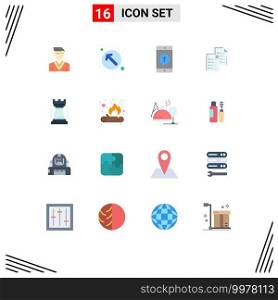 Set of 16 Modern UI Icons Symbols Signs for paper, data, application, analytics, sent Editable Pack of Creative Vector Design Elements