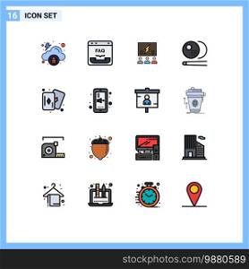 Set of 16 Modern UI Icons Symbols Signs for pool, thinking, help, think, solution Editable Creative Vector Design Elements