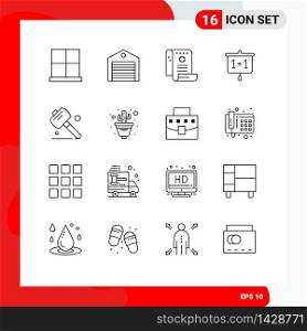 Set of 16 Modern UI Icons Symbols Signs for presentation, chart, package, report, medical Editable Vector Design Elements