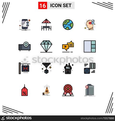 Set of 16 Modern UI Icons Symbols Signs for products, devices, earth, medicine, healthcare Editable Creative Vector Design Elements