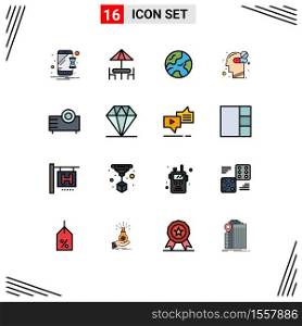 Set of 16 Modern UI Icons Symbols Signs for products, devices, earth, medicine, healthcare Editable Creative Vector Design Elements