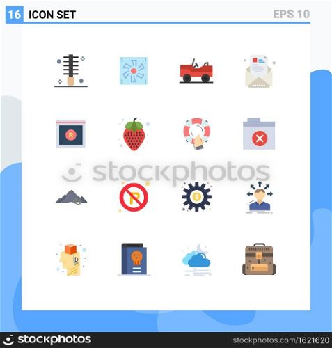 Set of 16 Modern UI Icons Symbols Signs for profile, e, device, newsletter, van Editable Pack of Creative Vector Design Elements