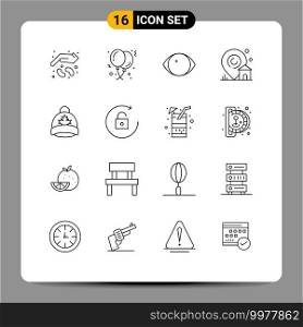 Set of 16 Modern UI Icons Symbols Signs for real estate, building, celebration, location, human Editable Vector Design Elements