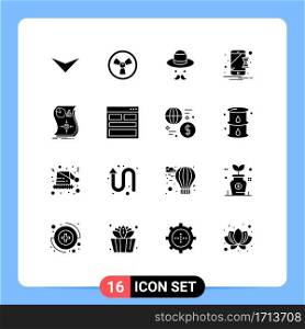 Set of 16 Modern UI Icons Symbols Signs for response, love, day, estimation, mobile Editable Vector Design Elements