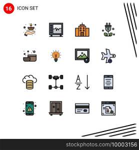 Set of 16 Modern UI Icons Symbols Signs for science, tree, medical, plug, office Editable Creative Vector Design Elements