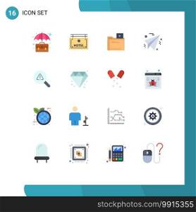 Set of 16 Modern UI Icons Symbols Signs for search, paper, direction, plane, media Editable Pack of Creative Vector Design Elements