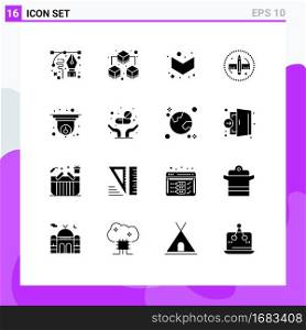 Set of 16 Modern UI Icons Symbols Signs for security, cam, arrow, tool, pencil Editable Vector Design Elements