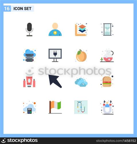 Set of 16 Modern UI Icons Symbols Signs for server, hosting, printing, database, time Editable Pack of Creative Vector Design Elements
