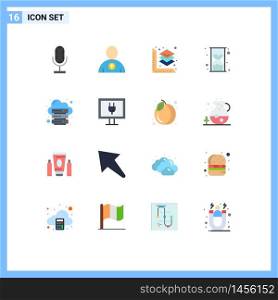 Set of 16 Modern UI Icons Symbols Signs for server, hosting, printing, database, time Editable Pack of Creative Vector Design Elements