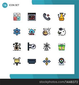 Set of 16 Modern UI Icons Symbols Signs for setting, test, ring, lab, tube Editable Creative Vector Design Elements
