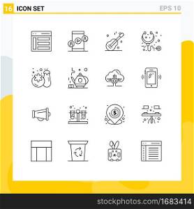 Set of 16 Modern UI Icons Symbols Signs for shopping, medical, video, health, american Editable Vector Design Elements