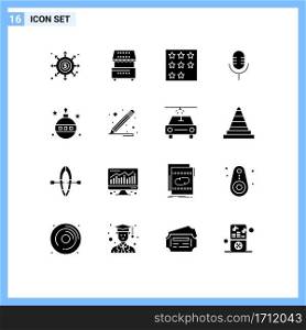 Set of 16 Modern UI Icons Symbols Signs for sound, mic, kiosk, star, office Editable Vector Design Elements