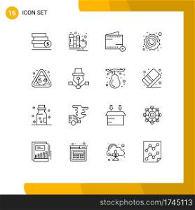 Set of 16 Modern UI Icons Symbols Signs for space, astronomy, apple, sun, money Editable Vector Design Elements