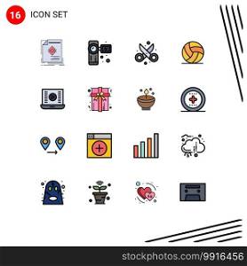 Set of 16 Modern UI Icons Symbols Signs for sport, ireland, video camera, football, scissor Editable Creative Vector Design Elements