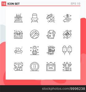 Set of 16 Modern UI Icons Symbols Signs for swimming, stairs, relax, pool, energy Editable Vector Design Elements