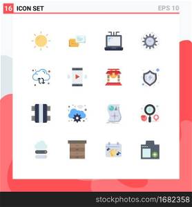 Set of 16 Modern UI Icons Symbols Signs for sync, cloud, laptop, project, processing Editable Pack of Creative Vector Design Elements