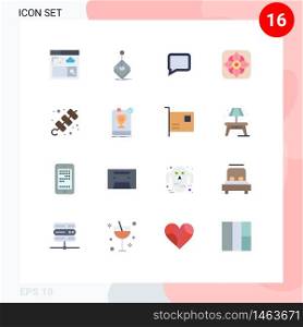 Set of 16 Modern UI Icons Symbols Signs for travel, holidays, chat, camping, easter Editable Pack of Creative Vector Design Elements