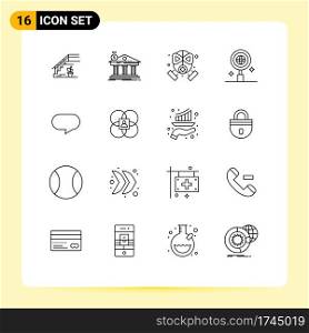 Set of 16 Modern UI Icons Symbols Signs for twitter, research, building, business, mask Editable Vector Design Elements