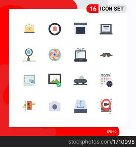 Set of 16 Modern UI Icons Symbols Signs for world, business, hero, website, browser Editable Pack of Creative Vector Design Elements