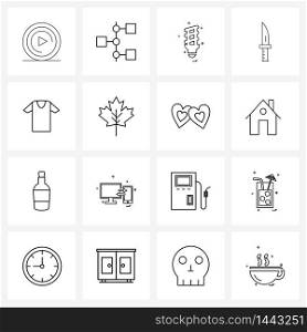 Set of 16 Simple Line Icons for Web and Print such as shopping, t, light, knife, desert Vector Illustration