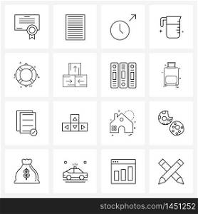 Set of 16 Simple Line Icons for Web and Print such as aquatic, measuring, arrow, kitchen, cup Vector Illustration