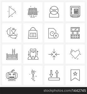 Set of 16 Simple Line Icons of jewel, ring, camera, protection, safe Vector Illustration