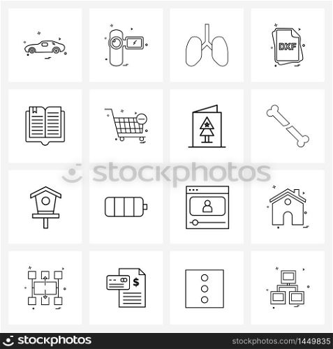 Set of 16 UI Icons and symbols for def., file type, anatomy, file type, pulmonology Vector Illustration