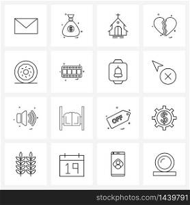 Set of 16 UI Icons and symbols for fast, cook, church, broken, heart Vector Illustration