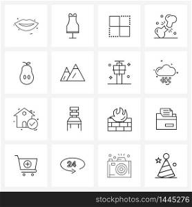 Set of 16 UI Icons and symbols for food, broken, border, bone, accident Vector Illustration